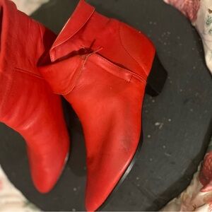 Vintage Butter Leather Red Women's Ankle Boots Made in Brazil 🇧🇷